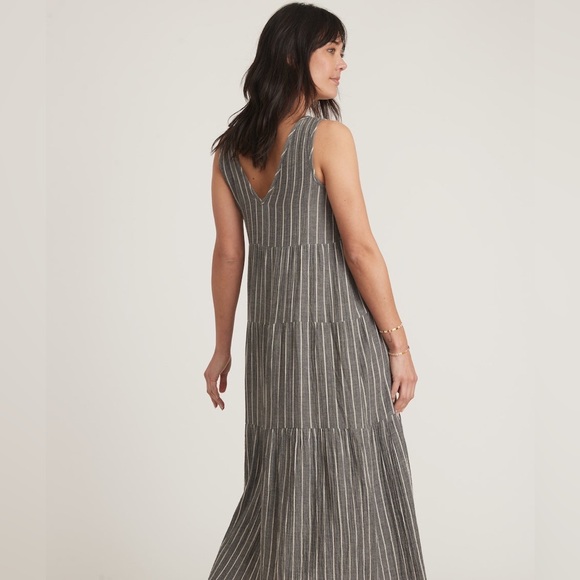 NWOT Marine Layer Corinne Maxi Dress in Black and White Stripe V-Neck Size Large - Picture 8 of 9